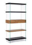 Libreria 4 Ripiani 2 Cassetti 90x39x180h cm Line Wood Nero 