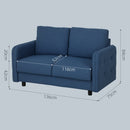 Divano 2 Posti con Cuscini Sfoderabili e Molle a S 136x75x84 cm in Velluto Blu  