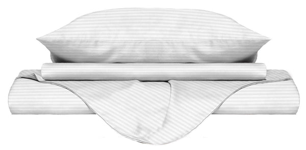 Housse de couette double avec sac et taies d'oreiller en satin de polyester blanc acquista