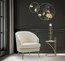 Tavolinetto Glam Sofy Ø38x61 cm in Ferro MDF e Vetro Oro e Multicolor
