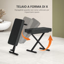 Sgabello per Pianoforte Pieghevole e Regolabile 60x32x53-63 cm in Pelle PU Nero   