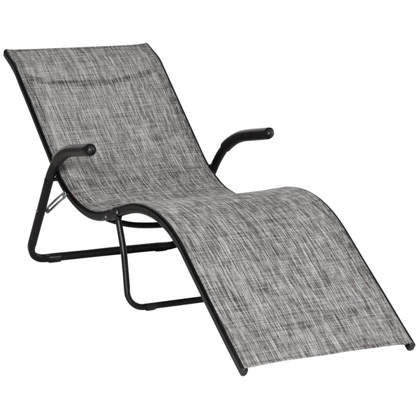 acquista Transat pliant 170x62x68 cm en métal et tissu maille gris