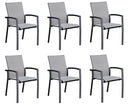 Set Tavolo Allungabile e 6 Sedie da Giardino in Alluminio e Textilene Antracite