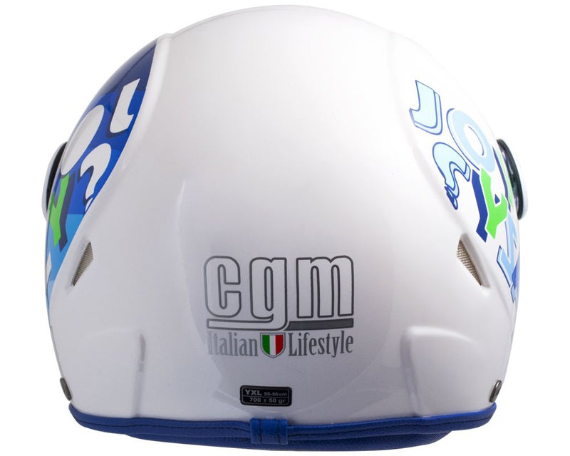 Casco Demi-Jet per Bambini Visiera Sagomata CGM Sport 205G Azzurro Metal Varie Misure