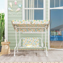 Dondolo per Bambini da Giardino a 2 Posti 112x75x120 cm con Cinture di Sicurezza Bianco   