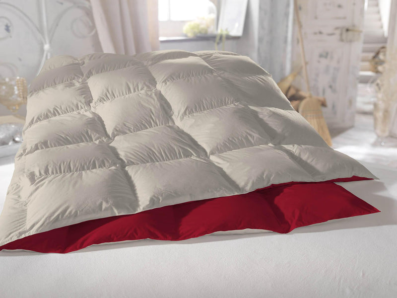 Piumino Singolo in Piuma di Anatra 350gr Doubleface Bordeaux/Panna