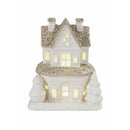 Casetta porta Candela Tealight 15,2x9,2x18 cm in Stoneware con Led