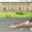 Set 5 Pezzi da Giardino Tavolo con Foro Centrale e Ripiano Inferiore con 4 Sedie Impilabili in Acciaio Grigio      
