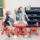 Set Tavolino con 2 Sedie per Bambini con Piano Lavagnetta Bianca   Rosso