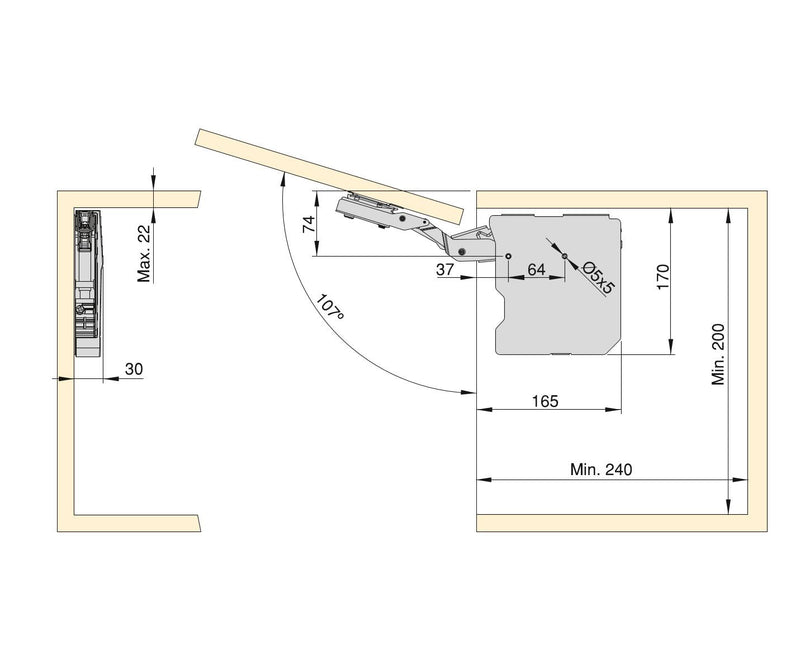 Braccetto Agile Smart Elevabile Forza 480 - 1250 Plastica Bianca Acciaio e Tecnoplastica Emuca