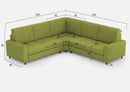 Divano Angolare 5 Posti 226x226x85 cm Sakar in Tessuto Verde