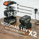 Soffiatore Foglie Cordless 36V 2 Batterie 4000mAh Caricatore incluso Leggero Grigio      
