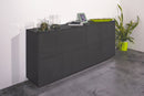 Credenza 7 Ante 200x41,4x86 cm Bloom Grigio Antracite Laccato Lucido