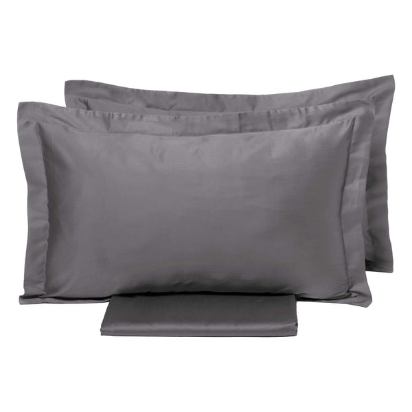 sconto Housse de couette double avec sac et taies d'oreiller couleur unie Garrini Clarice Grey