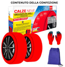 Calze da Neve per Auto Omologate EN 16662-1 in Tessuto 3D Rosso Varie Misure