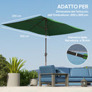Telo di Ricambio per Ombrellone Rettangolare 3x2 m a 6 Stecche Poliestere Anti UV 50+ Verde   