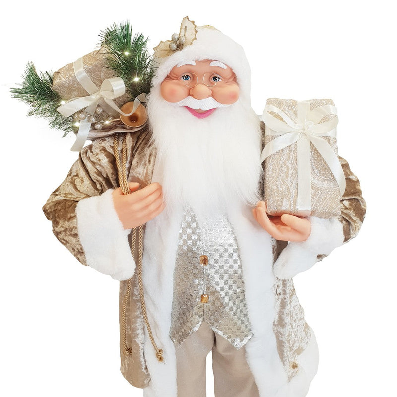 Pupazzo Babbo Natale H110 cm con Luci e Suoni Champagne