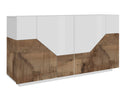 Credenza 4 Ante 220,1x43x86 cm Alien Bianco Lucido e Acero Pereira