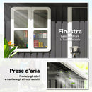 Casetta Box da Giardino 211x133x173/190 cm con Kit di Fondazione Porta Blocco Tetto Inclinato in Acciaio Zincato Grigio      