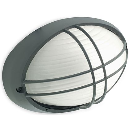 Petit plafonnier ovale avec cage de couleur grise pour l'extérieur Garden Line Livos sconto