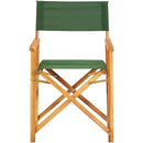 Set 2 Sedie Regista Pieghevoli Seduta e Schienale in Tessuto Verde e Struttura Acacia