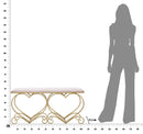 Panca Heart Rosa 105x37,5x51,5 cm in Ferro e MDF e Spugna e Poliestere Oro e Rosa