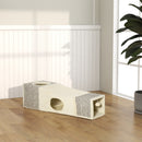 Tunnel per Gatti Pieghevole 98x30x30 cm con Tiragraffi in Peluche e Sisal Crema  