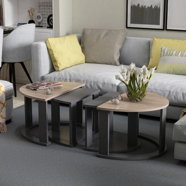 sconto Ensemble de table basse Antella noir et noyer