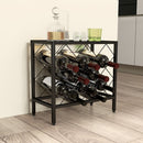 Portabottiglie Vini per 10 Bottiglie 41x22x41 cm con Piano d'Appoggio in Vetro in Acciaio Nero  