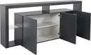 Credenza con 3 Ante e Ripiani in Vetro a Giorno 200x40x80 cm Essential 3A Grigio Antracite Opaco  