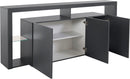 Credenza con 3 Ante e Ripiani in Vetro a Giorno 200x40x80 cm Essential 3A Grigio Antracite Opaco  