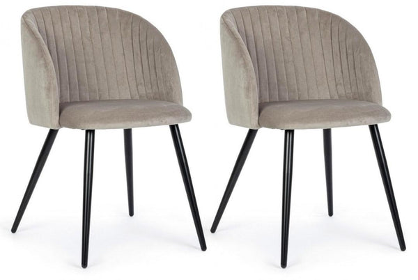 Lot de 2 Chaises 53x57x81,5 cm en Polyester Effet Velours Gris Tourterelle sconto