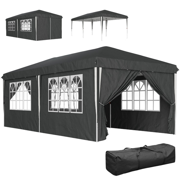 prezzo Gazebo da Giardino 596x300x270 cm per 12-18 Persone in Metallo e Tessuto Oxford Grigio