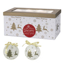 Set 14 Palle di Natale Ø7,5 cm in Polyfoam con Box Renne e Albero Oro