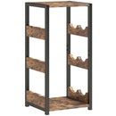 Portabottiglie 22x24x49,2 cm Scaffali Ondulati 6 Bottiglie Struttura in Metallo Marrone Rustico e Nero      