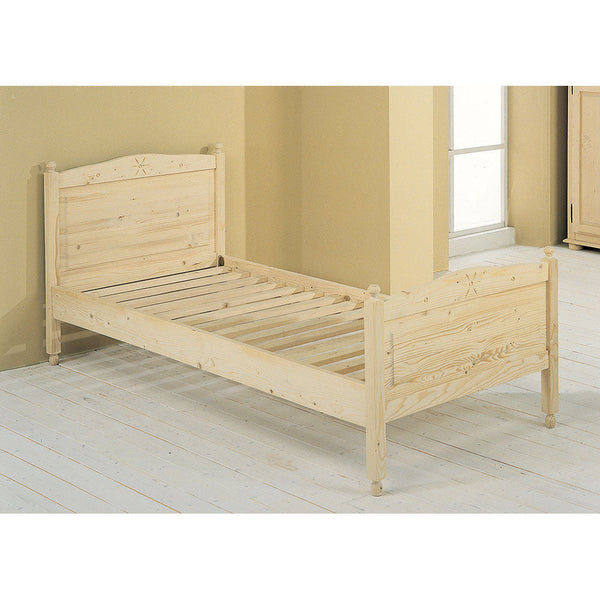 Lit simple à lattes en sapin brut 90x205x83cm Fumer Country acquista
