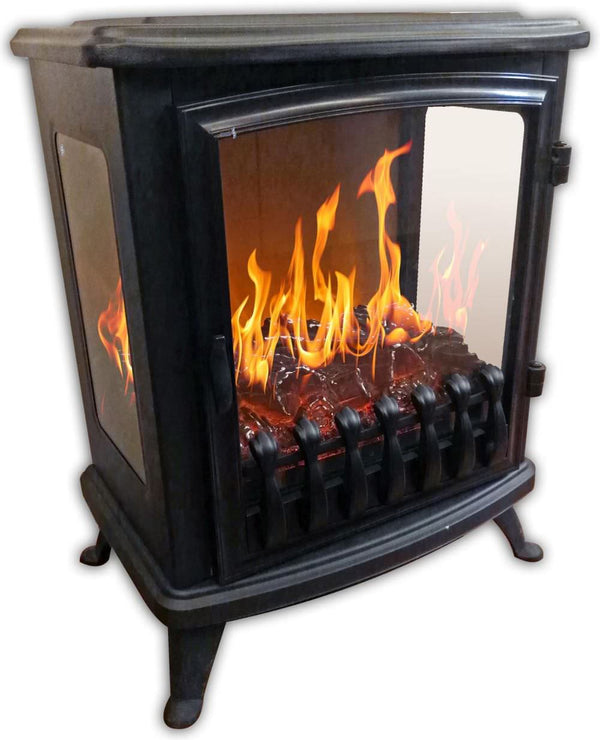 Cheminée Electrique Sol Effet Flamme 2000W Chemin'Arte Fire Glass Noir acquista