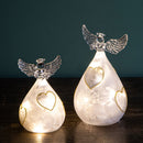 Set 2 Angeli Cuore con Led H12,5 cm in Vetro Oro