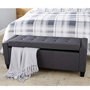 Cassapanca Pouf Contenitore Panca Fondoletto 110x40x40 cm in Tessuto Grigio Scuro      
