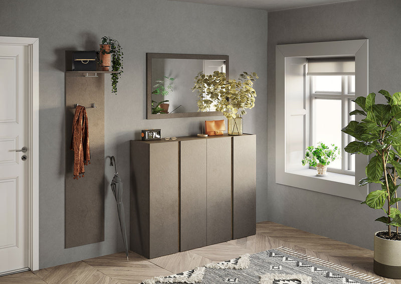 Mobile Multiuso 4 Ante con 10 Ripiani 140x35x111 cm Frame Bronzo e Mercure