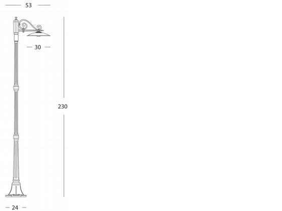 Lampada Palo Alto per Giardino Colore Grigio per Esterno Linea Piatto Antico Sovil