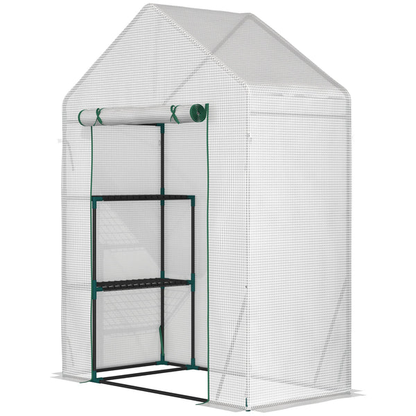 sconto Serre 143x73x195 cm 2 Etagères Porte Enroulable Blanc