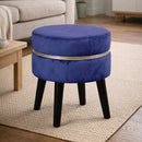 Pouf Sgabello Ø35x40,5 cm Design Moderno Poggiapiedi con Rivestimento in Velluto Blu     
