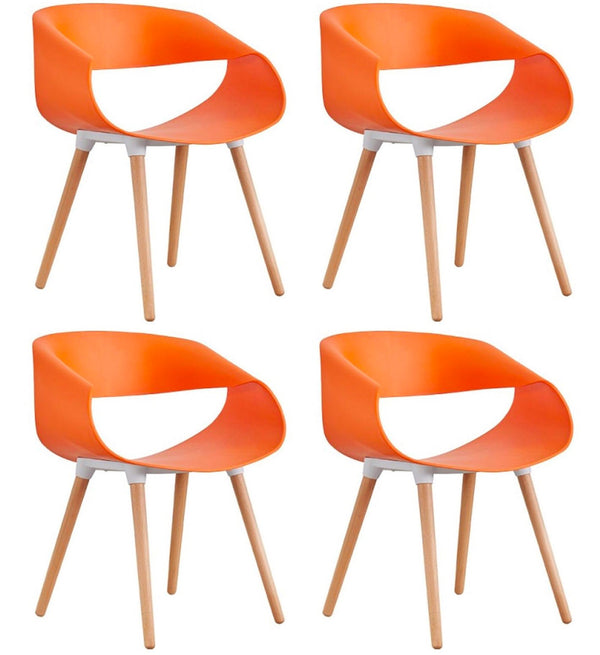 online Set 4 Sedie in Polipropilene 45x71x60 cm Gambe in Faggio Fold Arancione