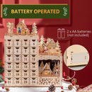 Calendario Avvento di Natale 22x9x30 cm con 12 Luci a LED in Compensato Arancione