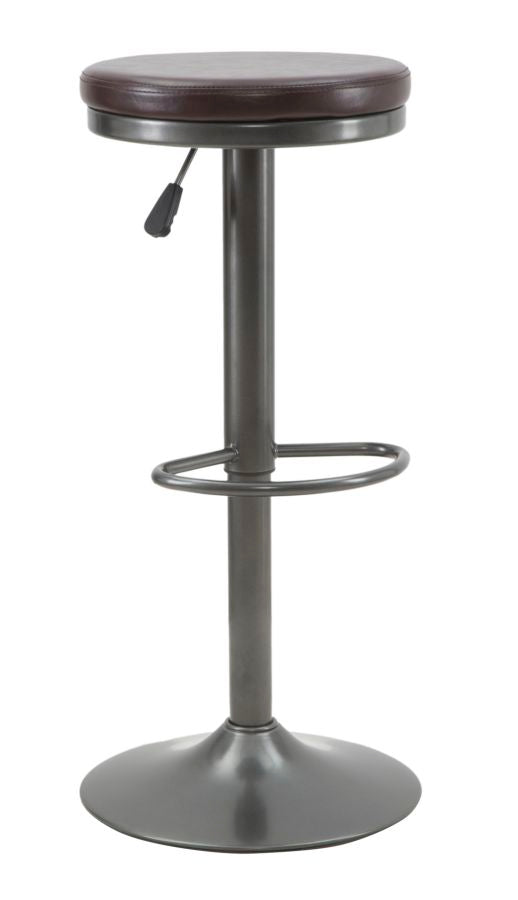 online Tabouret Rembourré Rond Ø38x60-82 cm en Fer et Éponge et PU Marron et Gris