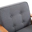 Poltrona Stile Nordico Retrò in Legno con Rivestimento in Lino  Grigio Chiaro