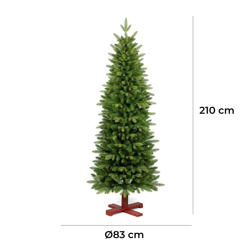 Albero di Natale Artificiale Realistico 210 cm 979 Rami Base in Legno Verde