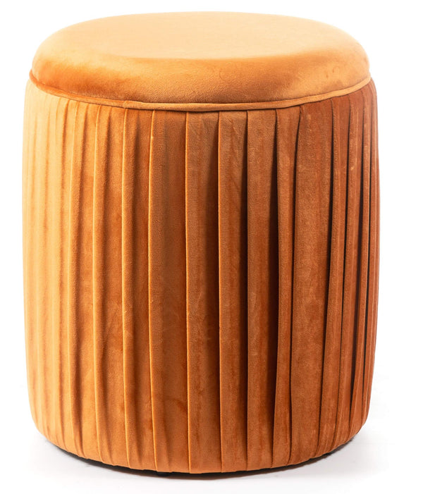 acquista Pouf Rembourré Ø35x40 cm en Velours Orange