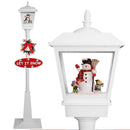 Lampione Natale con Luce LED Scena Natalizia Motorizzata Neve Musica 180 cm Bianc